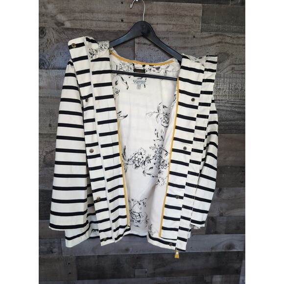 Black and White Stripe Joules Coast Waterproof Hooded Jacket - Picture 5 of 6